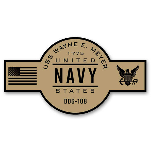 USS Wayne E Meyer DDG-108 US Navy Chief Khaki Goatlocker 5 Inch Decal - Prints54.com