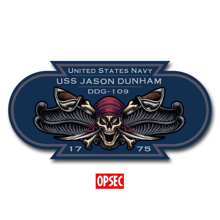USS Jason Dunham DDG-109 US Navy Surface Warfare Pirate Color 5 Inch Military Decal - Prints54.com