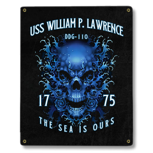 USS William P Lawrence DDG-110 US Navy Davy Jones The Sea Is Ours Military Metal Sign - Prints54.com