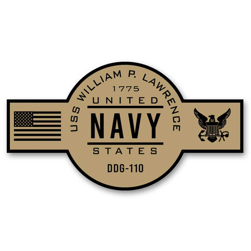 USS William P Lawrence DDG-110 US Navy Chief Khaki Goatlocker 5 Inch Decal - Prints54.com