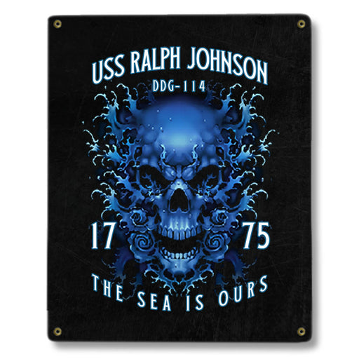 USS Ralph Johnson DDG-114 US Navy Davy Jones The Sea Is Ours Military Metal Sign - Prints54.com