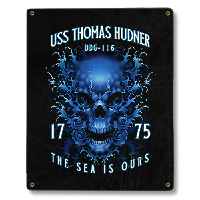 USS Thomas Hunder DDG-116 US Navy Davy Jones The Sea Is Ours Military Metal Sign - Prints54.com