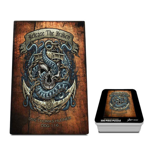 USS Thomas Hudner DDG-116 US Navy Release The Kraken 500 Pc Puzzle Tin Set - ElephantWalkDesigns.com