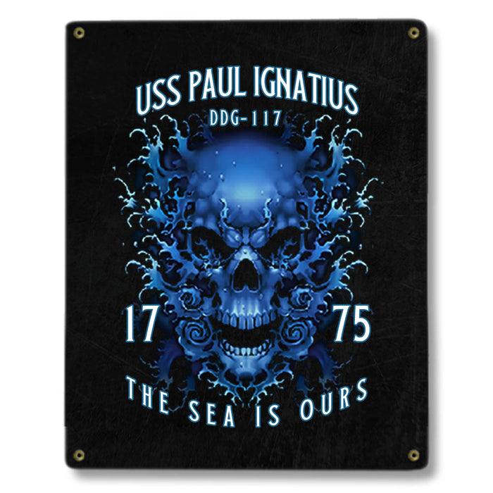 USS Paul Ignatius DDG-117 US Navy Davy Jones The Sea Is Ours Military Metal Sign - Prints54.com