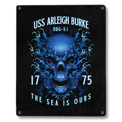 USS Arleigh Burke DDG-51 US Navy Davy Jones The Sea Is Ours Military Metal Sign - Prints54.com