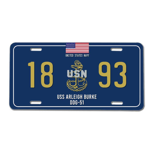 USS Arleigh Burke DDG-51 US Navy Chief 1893 License Plate Cover - Prints54.com