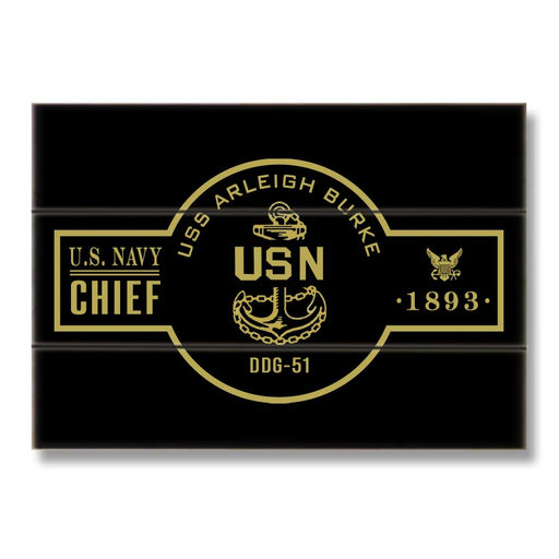 USS Arleigh Burke DDG-51 US Navy Chief Warship Boat Anchor Military Wood Sign - Prints54.com