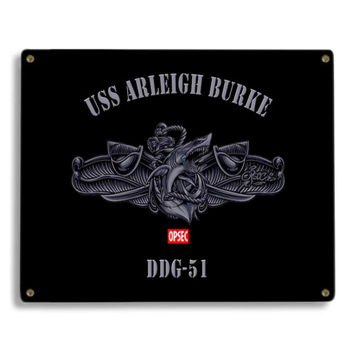 USS Arleigh Burke DDG-51 US Navy Surface Warfare Device Shark Military Metal Sign - Prints54.com