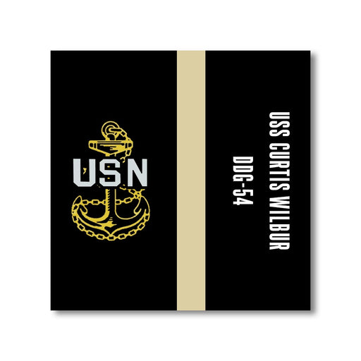 USS Curtis Wilbur DDG-54 US Navy Chief Khaki Line 5 Inch Military Split Decal - Prints54.com