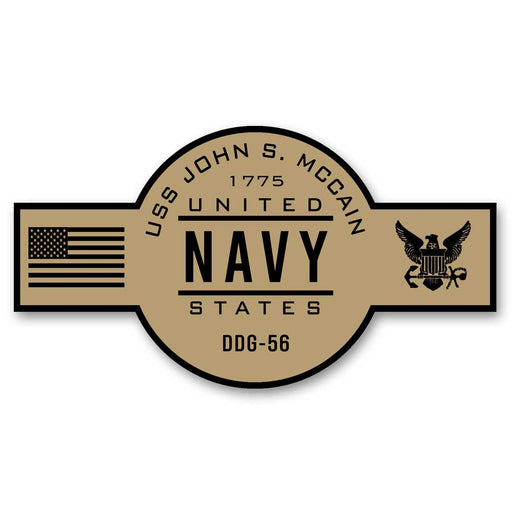 USS John S McCain DDG-56 US Navy Chief Khaki Goatlocker 5 Inch Decal - Prints54.com