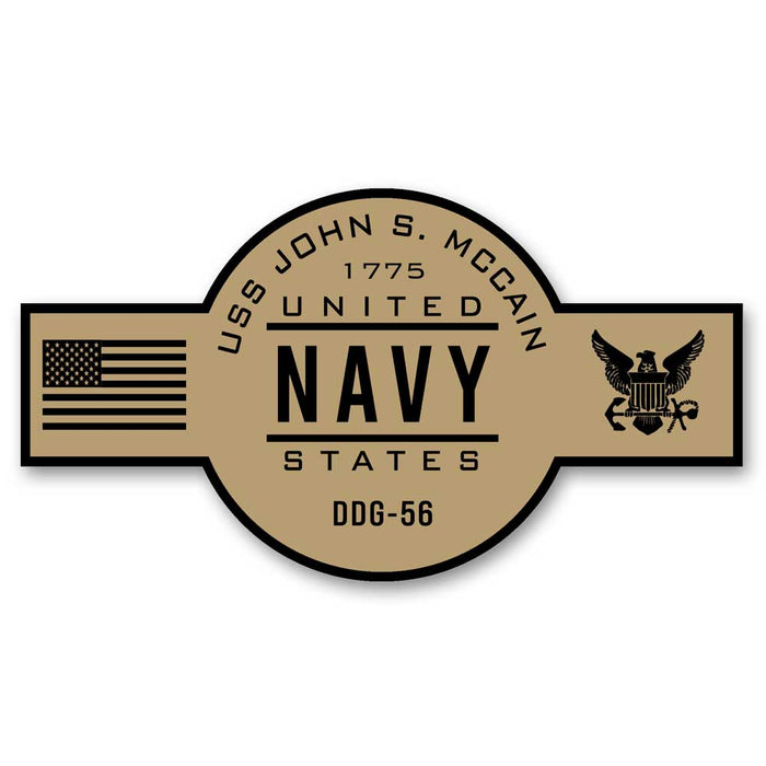 USS John S McCain DDG-56 US Navy Chief Khaki Goatlocker 5 Inch Decal - Prints54.com