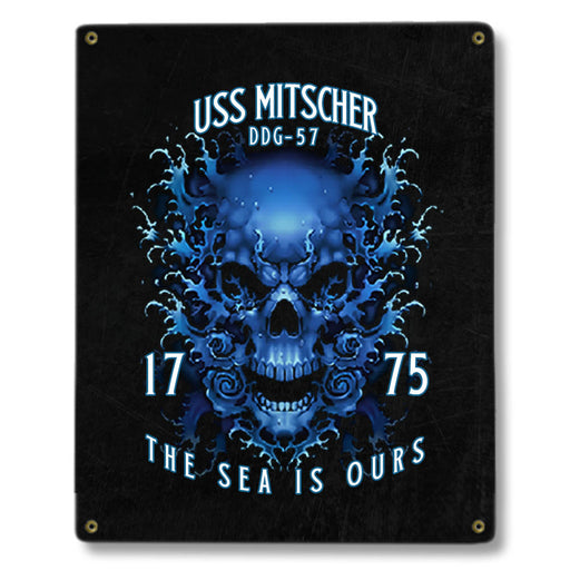 USS Mitscher DDG-57 US Navy Davy Jones The Sea Is Ours Military Metal Sign - Prints54.com