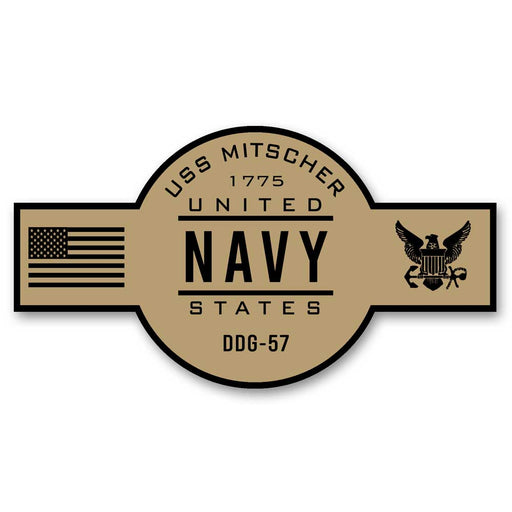 USS Mitscher DDG-57 US Navy Chief Khaki Goatlocker 5 Inch Decal - Prints54.com