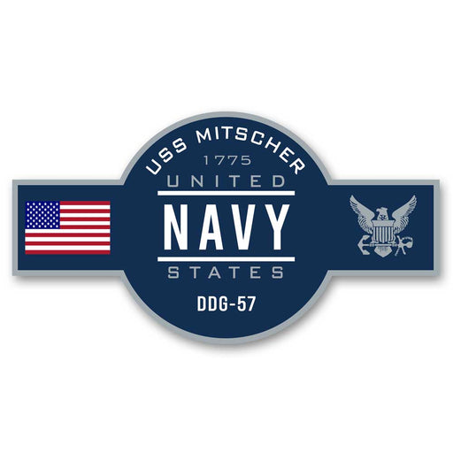 USS Mitscher DDG-57 US Navy Warship Ribbon 5 Inch Military Decal - ElephantWalkDesigns.com