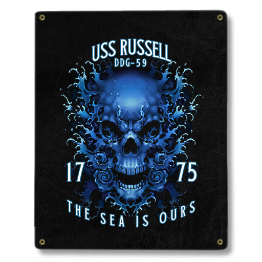 USS Russell DDG-59 US Navy Davy Jones The Sea Is Ours Military Metal Sign - Prints54.com