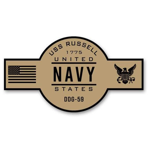 USS Russell DDG-59 US Navy Chief Khaki Goatlocker 5 Inch Decal - Prints54.com