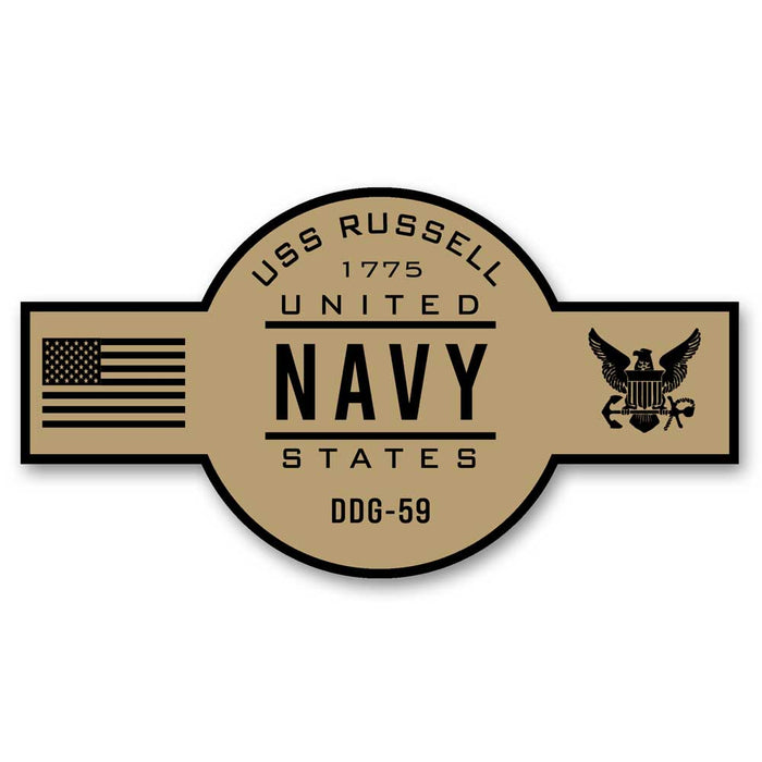 USS Russell DDG-59 US Navy Chief Khaki Goatlocker 5 Inch Decal - Prints54.com