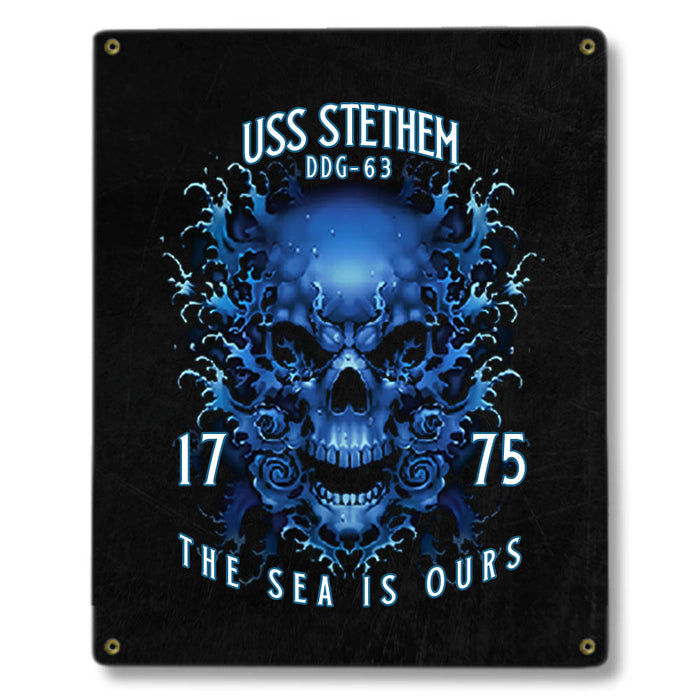 USS Stethem DDG-63 US Navy Davy Jones The Sea Is Ours Military Metal Sign - Prints54.com