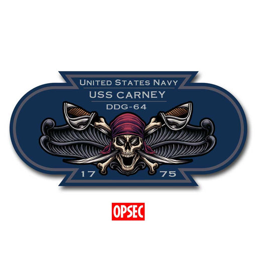 USS Carney DDG-64 US Navy Surface Warfare Pirate Color 5 Inch Military Decal - Prints54.com