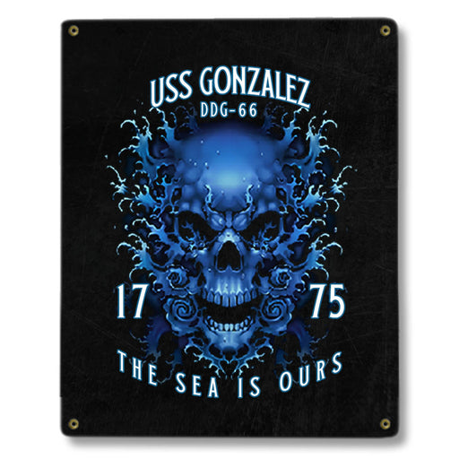 USS Gonzalez DDG-66 US Navy Davy Jones The Sea Is Ours Military Metal Sign - Prints54.com