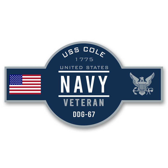 USS Cole DDG-67 US Navy Veteran Warship Ribbon 5 Inch Military Decal - Prints54.com