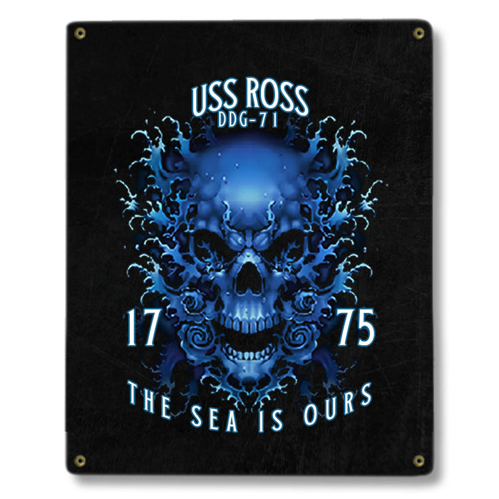 USS Ross DDG-71 US Navy Davy Jones The Sea Is Ours Military Metal Sign - Prints54.com