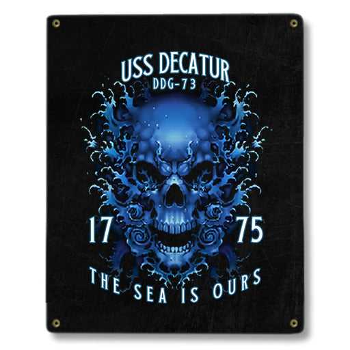 USS Decatur DDG-73 US Navy Davy Jones The Sea Is Ours Military Metal Sign - Prints54.com