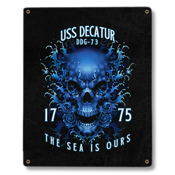 USS Decatur DDG-73 US Navy Davy Jones The Sea Is Ours Military Metal Sign - Prints54.com