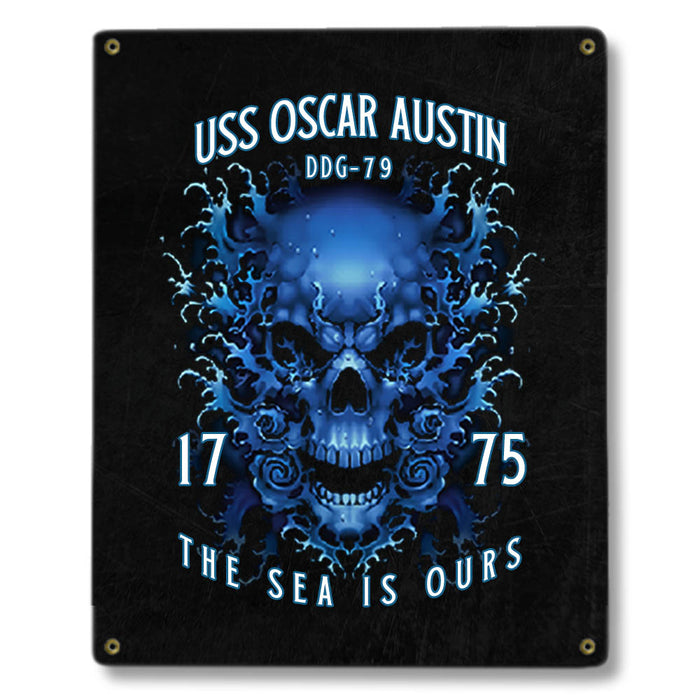 USS Oscar Austin DDG-79 US Navy Davy Jones The Sea Is Ours Military Metal Sign - Prints54.com