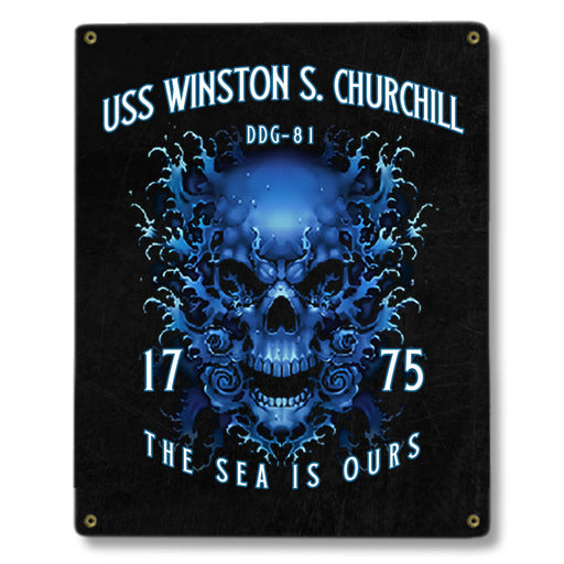 USS Winston S Churchill DDG-81 US Navy Davy Jones The Sea Is Ours Military Metal Sign - Prints54.com