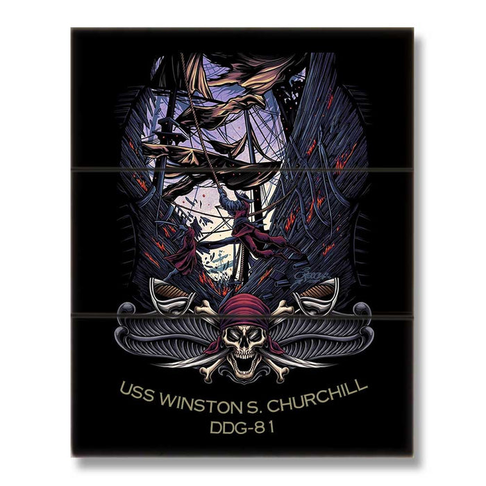 USS Winston S Churchill DDG-81 US Navy Pirate Boarding Party VBSS Veteran Military Wood Sign - Prints54.com