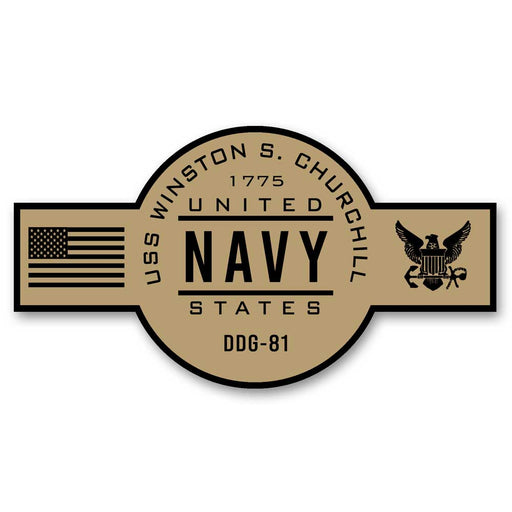 USS Winston S Churchill DDG-81 US Navy Chief Khaki Goatlocker 5 Inch Decal - Prints54.com