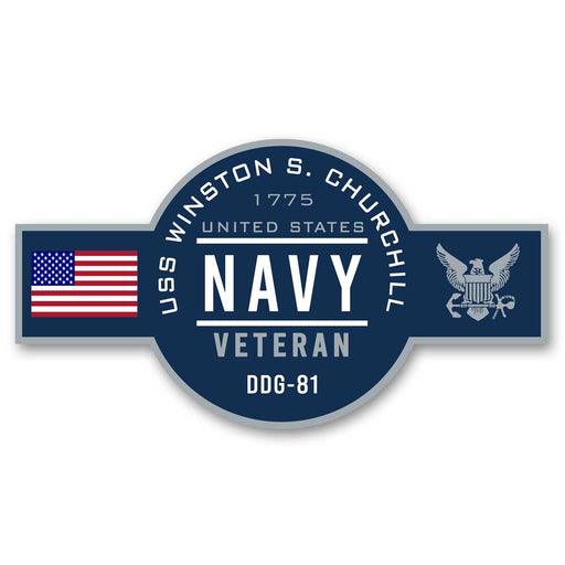 USS Winston S Churchill DDG-81 US Navy Veteran Warship Ribbon 5 Inch Military Decal - Prints54.com