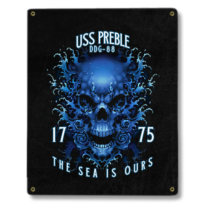 USS Preble DDG-88 US Navy Davy Jones The Sea Is Ours Military Metal Sign - Prints54.com