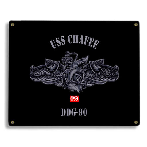 USS Chafee DDG-90 US Navy Surface Warfare Device Shark Military Metal Sign - Prints54.com
