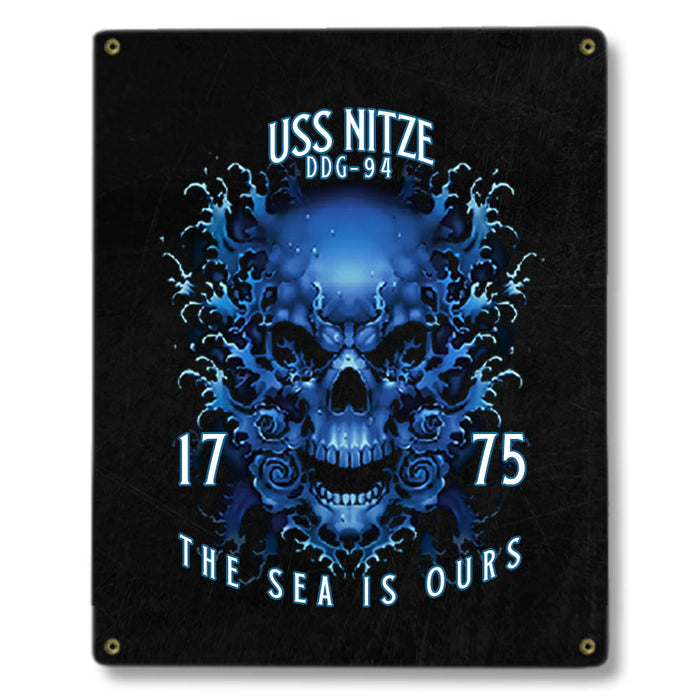 USS Nitze DDG-94 US Navy Davy Jones The Sea Is Ours Military Metal Sign - Prints54.com