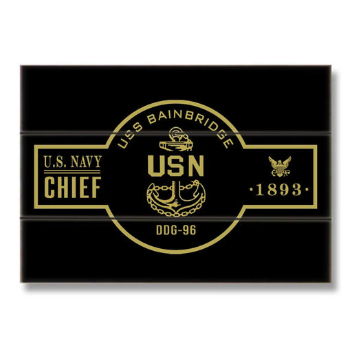USS Bainbridge DDG-96 US Navy Chief Warship Boat Anchor Military Wood Sign - Prints54.com