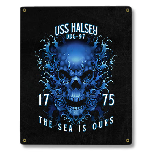 USS Halsey DDG-97 US Navy Davy Jones The Sea Is Ours Military Metal Sign - Prints54.com