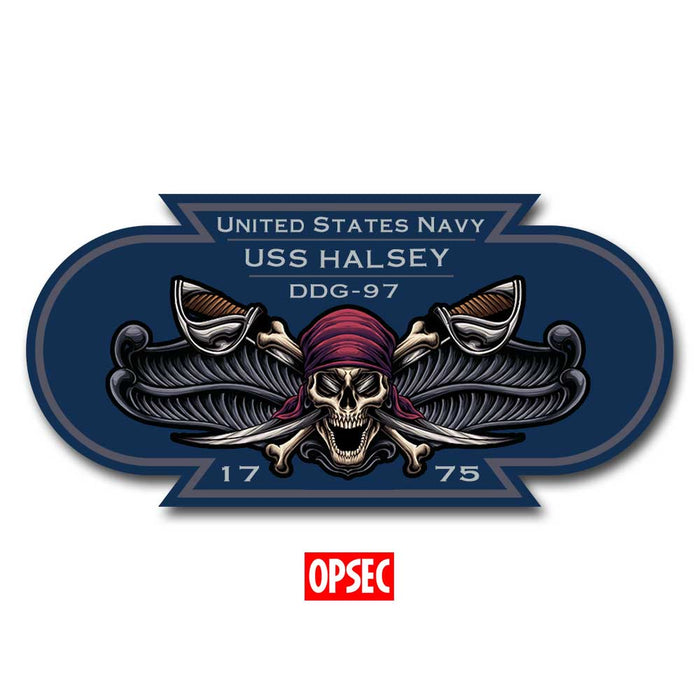 USS Halsey DDG-97 US Navy Surface Warfare Pirate Color 5 Inch Military Decal - Prints54.com
