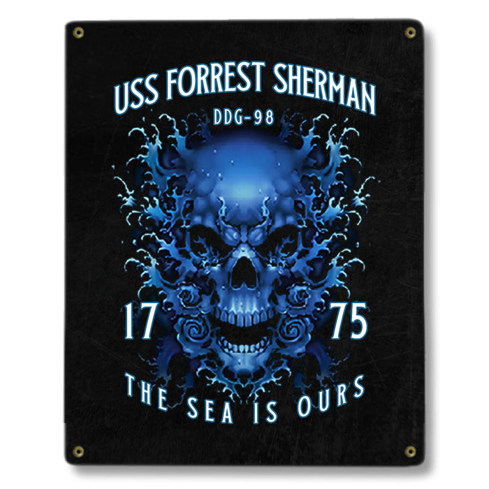 USS Forrest Sherman DDG-98 US Navy Davy Jones The Sea Is Ours Military Metal Sign - Prints54.com