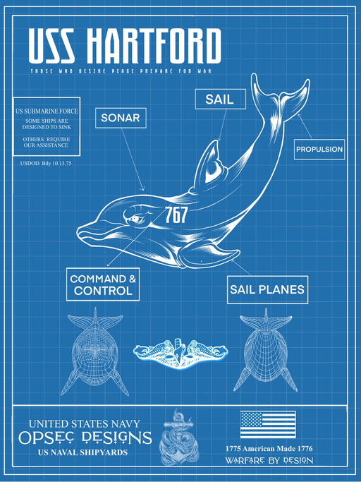 USS Hartford SSN-768 US Navy Submarine Silent Service Dolphin Poster - Prints54.com