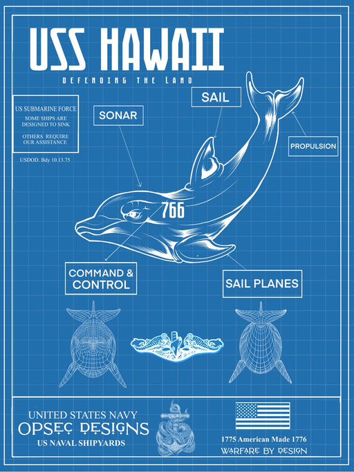 USS Hawaii SSN-776 US Navy Submarine Silent Service Dolphin Poster - Prints54.com