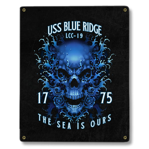 USS Blue Ridge LCC-19 CFA Yokosuka Japan US Navy Davy Jones The Sea Is Ours Military Metal Sign - Prints54.com