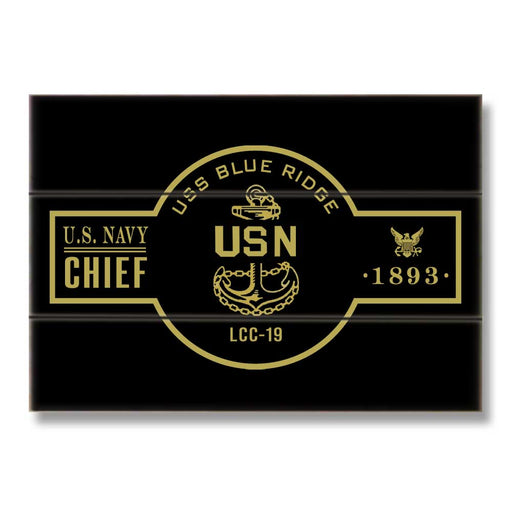 USS Blue Ridge LCC-19 CFA Yokosuka Japan US Navy Chief Warship Boat Anchor Military Wood Sign - Prints54.com