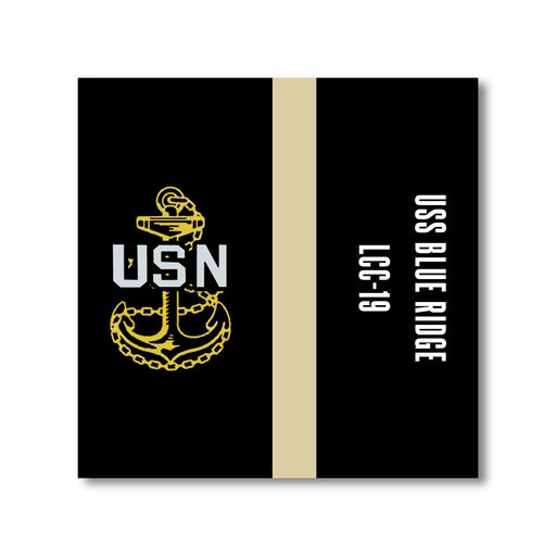 USS Blue Ridge LCC-19 CFA Yokosuka Japan US Navy Chief Khaki Line 5 Inch Military Split Decal - Prints54.com