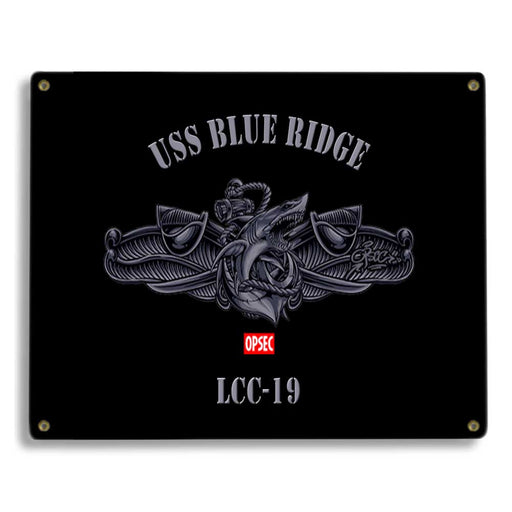 USS Blue Ridge LCC-19 CFA Yokosuka Japan US Navy Surface Warfare Device Shark Military Metal Sign - Prints54.com