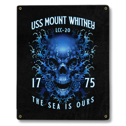 USS Mount Whitney LCC-20 NATO Base Gaeta Italy US Navy Davy Jones The Sea Is Ours Military Metal Sign - Prints54.com