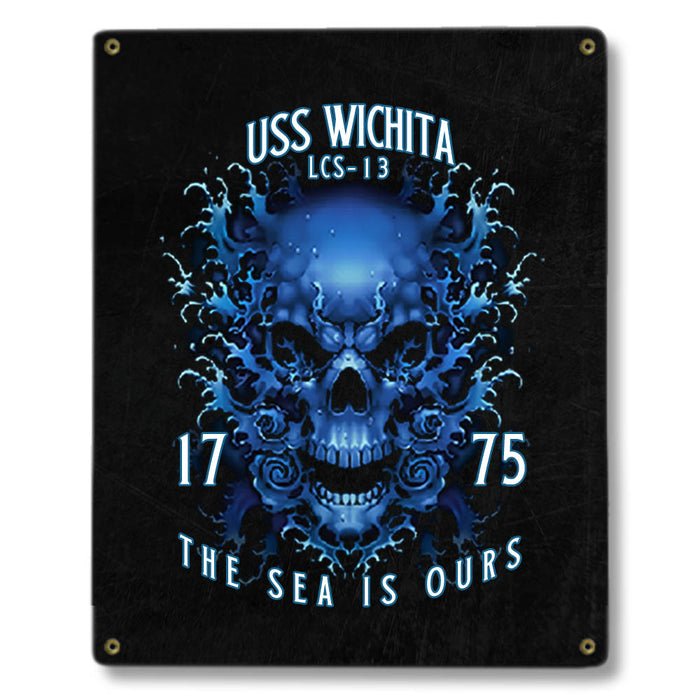 USS Wichita LCS-13 US Navy Davy Jones The Sea Is Ours Military Metal Sign - Prints54.com