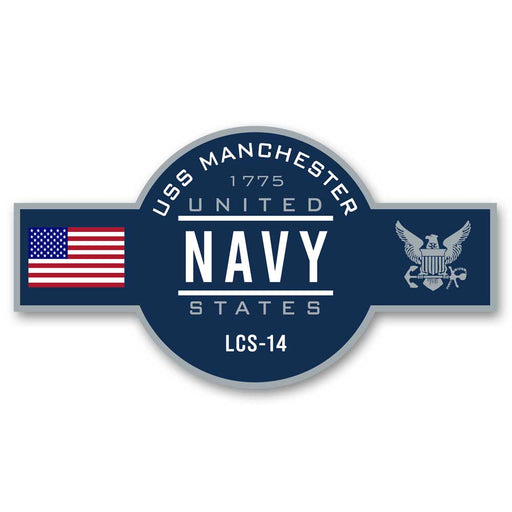 USS Manchester LCS-14 US Navy Warship Ribbon 5 Inch Military Decal - ElephantWalkDesigns.com