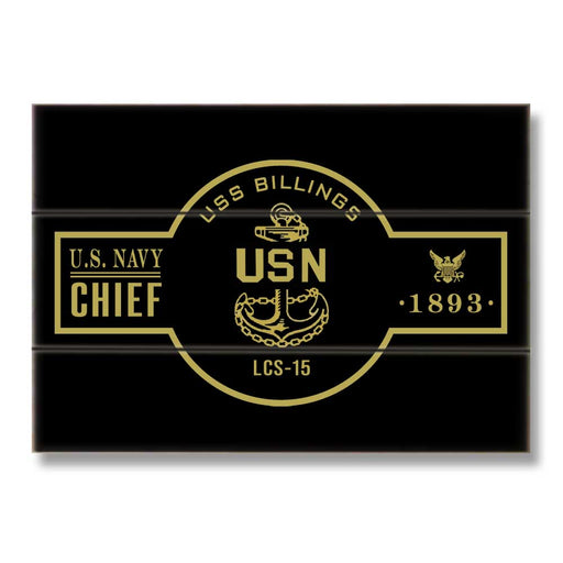 USS Billings LCS-15 US Navy Chief Warship Boat Anchor Military Wood Sign - Prints54.com